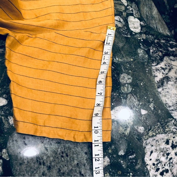 ‘80s Linen Oversize Double Breasted Summer Jacket Blazer Mustard Color Size L - Picture 10 of 11